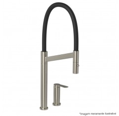 Misturador Monocomando de Mesa para Cozinha Deca Colore Inox com Preto